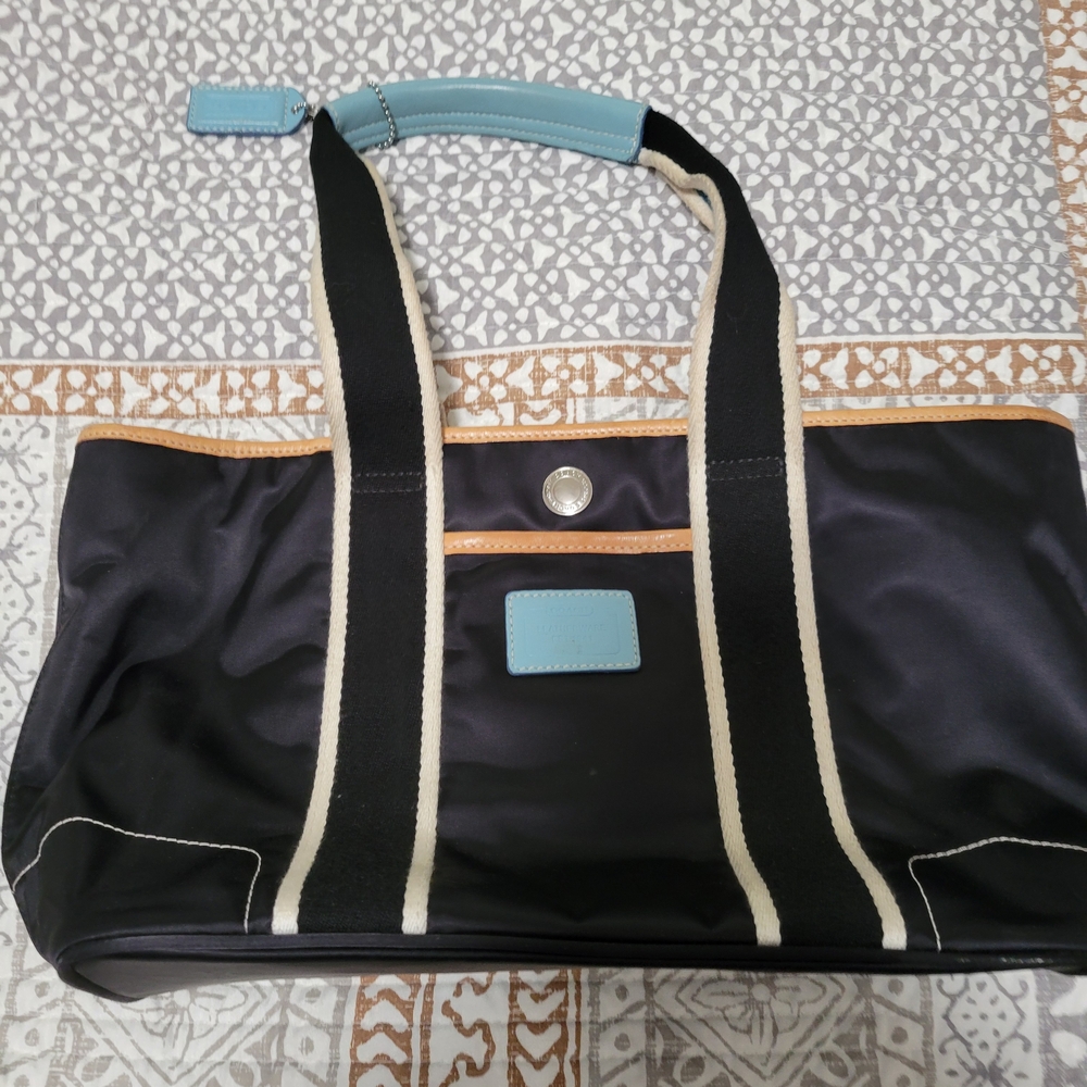 Coach Blue and Black Patterned Bag